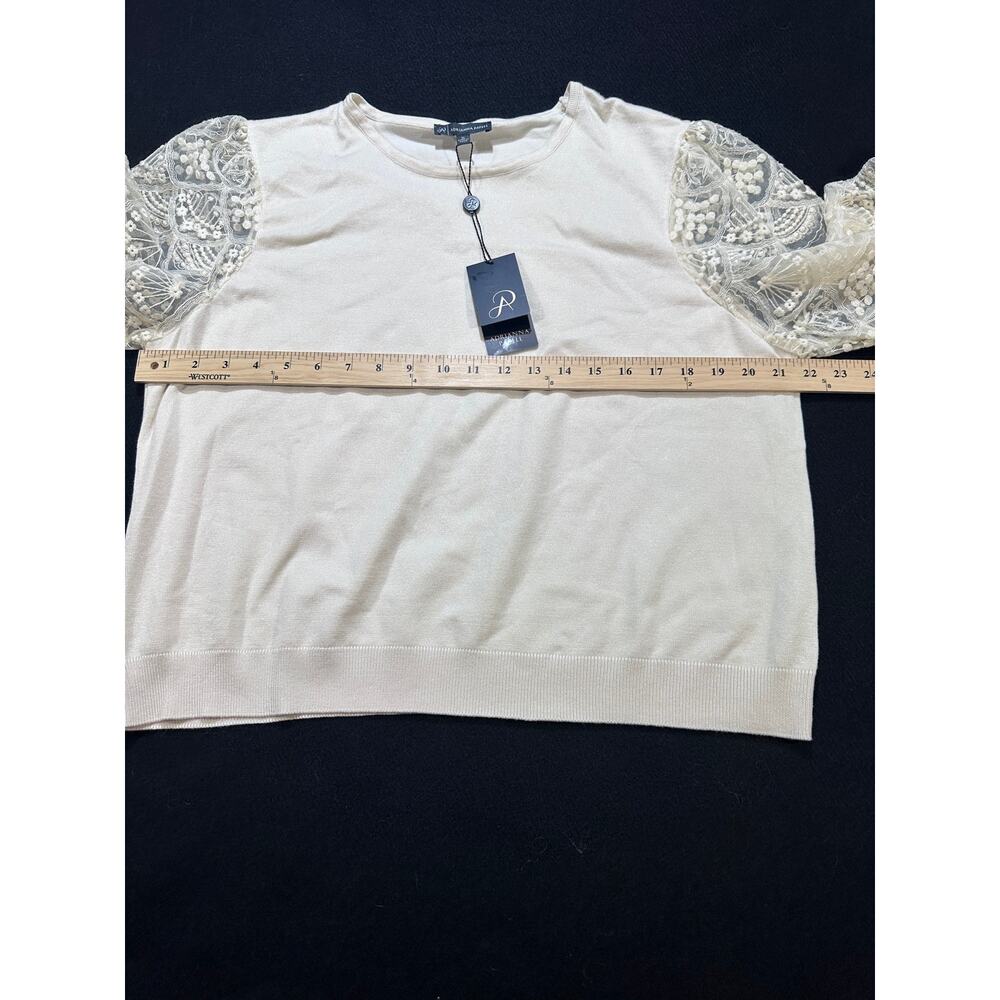Adrianna Papell XL Ivory Lace Sleeve Sweater Romantic Cottagecore NWT - Picture 7 of 8